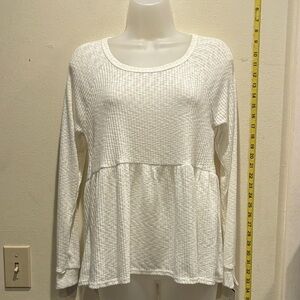 Dry Goods Cream Textured Long Sleeve Blouse